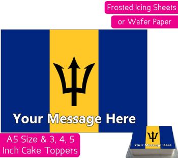 Barbados Flag A5 Rectangular Personalised Cake Topper