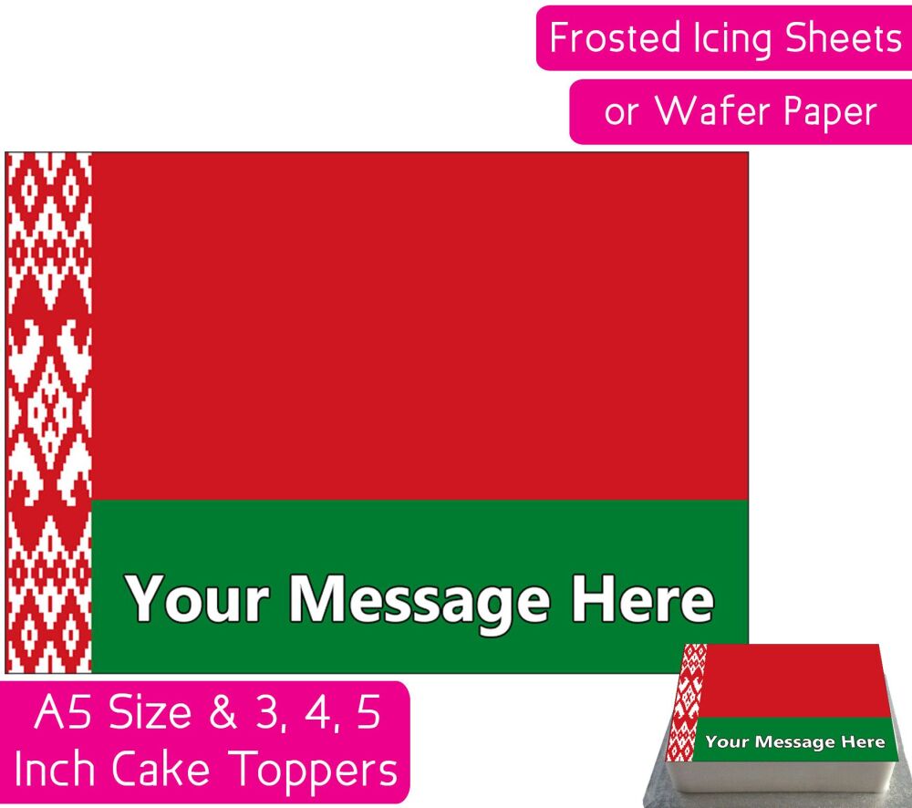 Belarus Flag A5 Rectangular Personalised Cake Topper