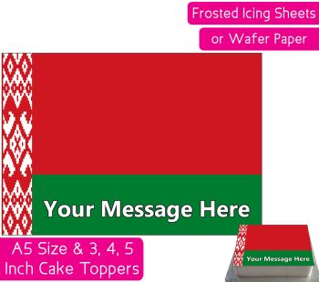 Belarus Flag A5 Rectangular Personalised Cake Topper