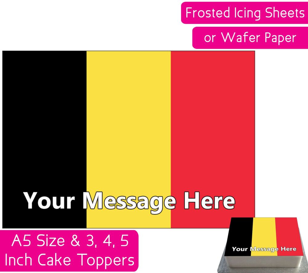 Belgium Flag A5 Rectangular Personalised Cake Topper