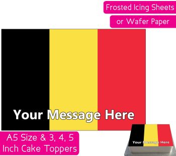 Belgium Flag A5 Rectangular Personalised Cake Topper