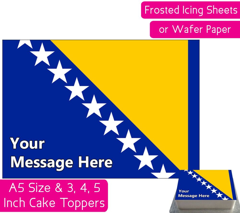 Bosnia Herzegovina Flag A5 Rectangular Personalised Cake Topper
