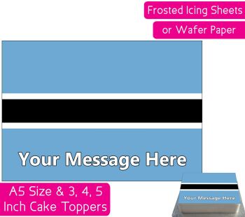 Botswana Flag A5 Rectangular Personalised Cake Topper