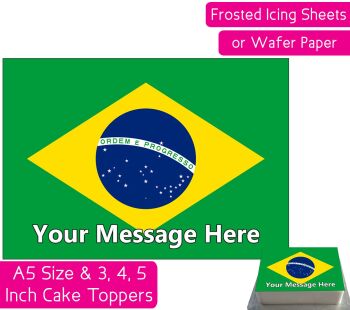 Brazil Flag A5 Rectangular Personalised Cake Topper