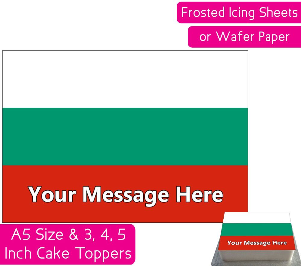 Bulgaria Flag A5 Rectangular Personalised Cake Topper