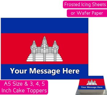 Cambodia Flag A5 Rectangular Personalised Cake Topper