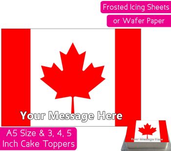 Canada Flag A5 Rectangular Personalised Cake Topper
