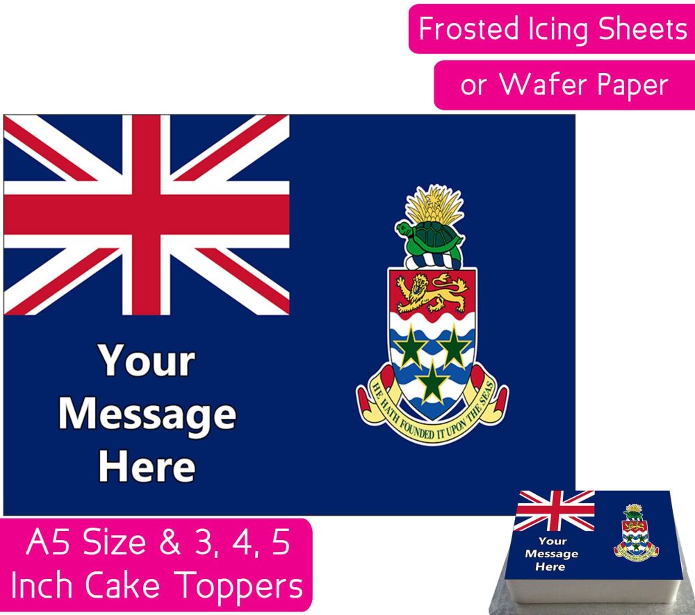 Cayman Islands Flag A5 Rectangular Personalised Cake Topper