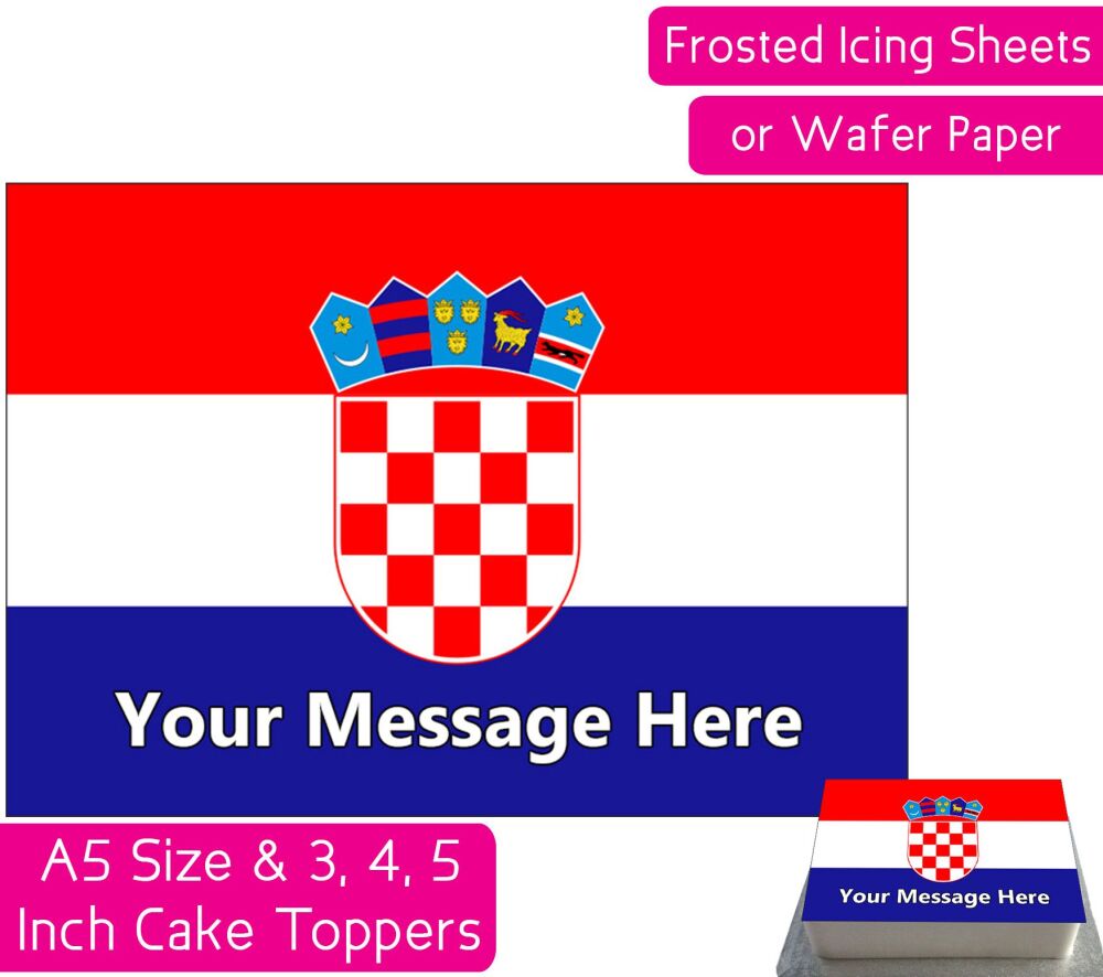 Croatia Flag A5 Rectangular Personalised Cake Topper