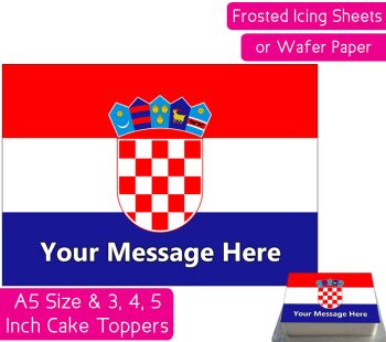 Croatia Flag A5 Rectangular Personalised Cake Topper