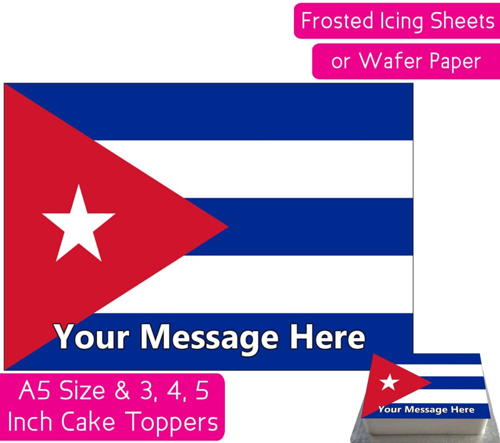 Cuba Flag A5 Rectangular Personalised Cake Topper