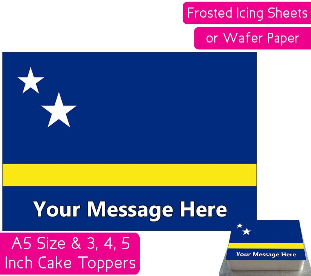 Curacao Flag A5 Rectangular Personalised Cake Topper