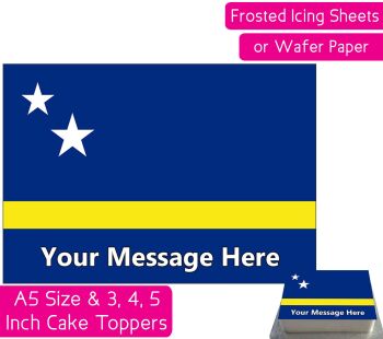 Curacao Flag A5 Rectangular Personalised Cake Topper