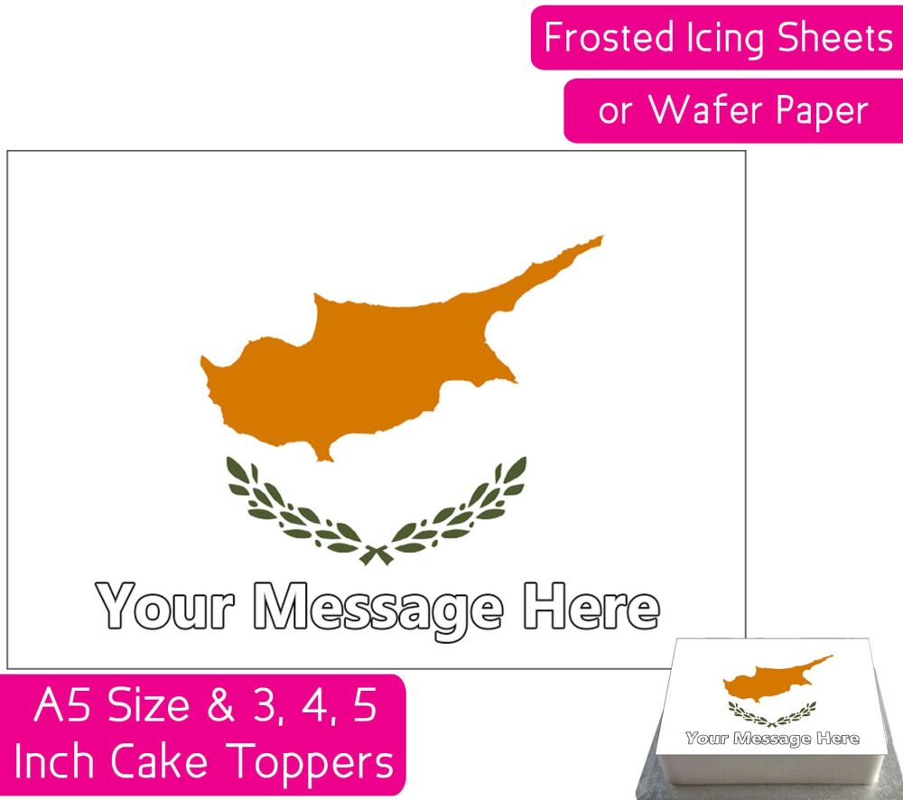 Cyprus Flag A5 Rectangular Personalised Cake Topper