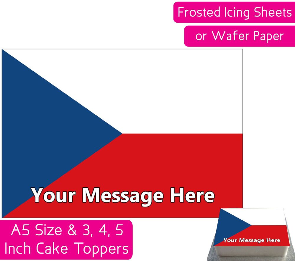 Czech Republic Flag A5 Rectangular Personalised Cake Topper