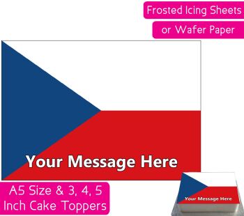 Czech Republic Flag A5 Rectangular Personalised Cake Topper