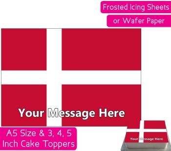 Denmark Flag A5 Rectangular Personalised Cake Topper