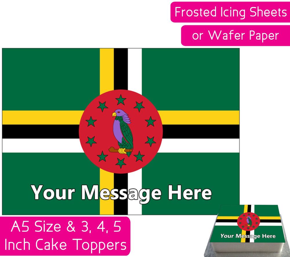Dominica Flag A5 Rectangular Personalised Cake Topper