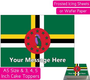 Dominica Flag A5 Rectangular Personalised Cake Topper