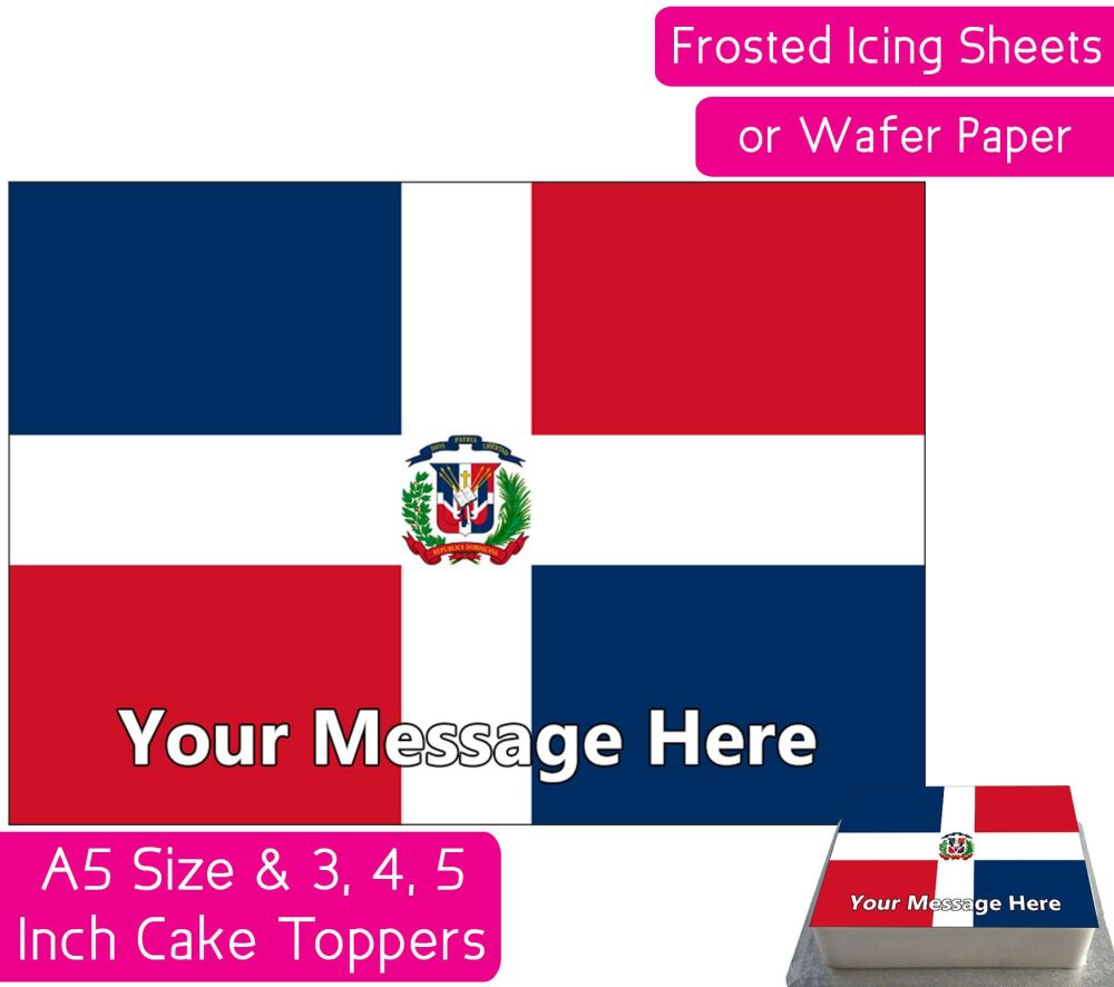 Dominican Republic Flag A5 Rectangular Personalised Cake Topper