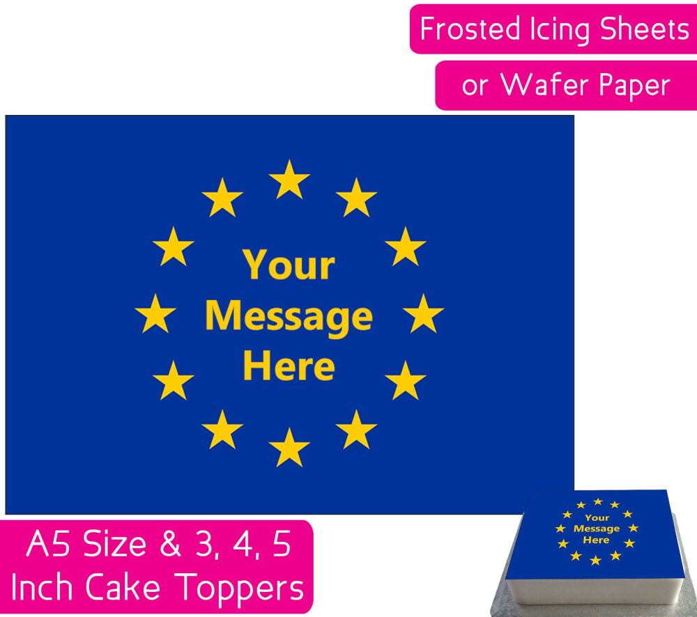 EU European Union Flag A5 Rectangular Personalised Cake Topper