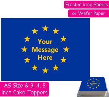 EU European Union Flag A5 Rectangular Personalised Cake Topper