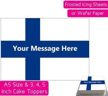 Finland Flag A5 Rectangular Personalised Cake Topper
