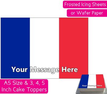 France Flag A5 Rectangular Personalised Cake Topper