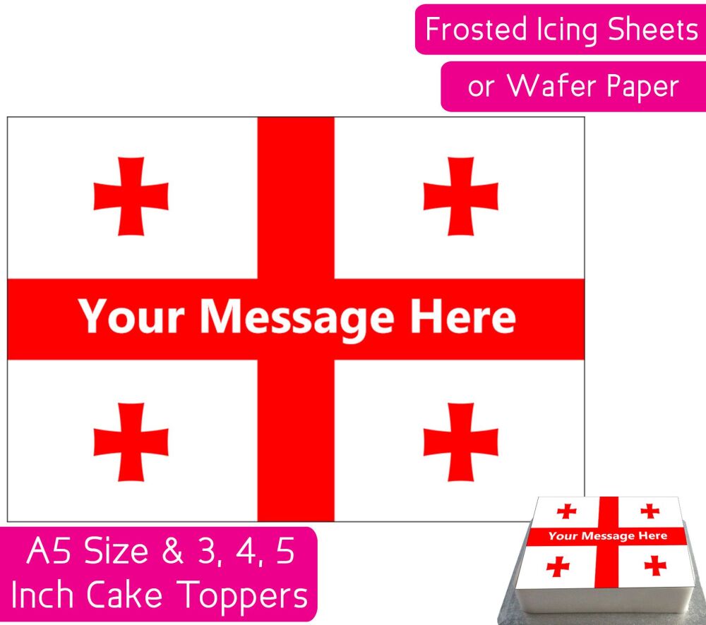 Georgia Flag A5 Rectangular Personalised Cake Topper