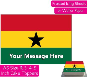 Ghana Flag A5 Rectangular Personalised Cake Topper