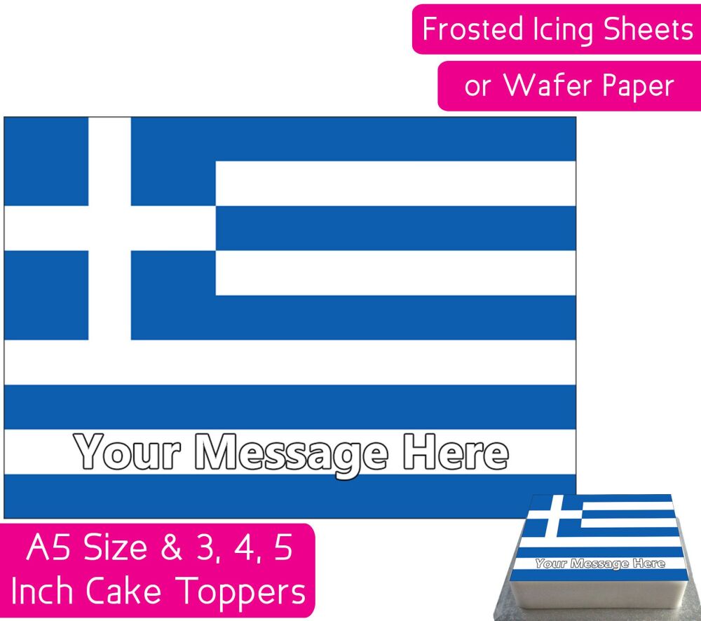 Greece Flag A5 Rectangular Personalised Cake Topper