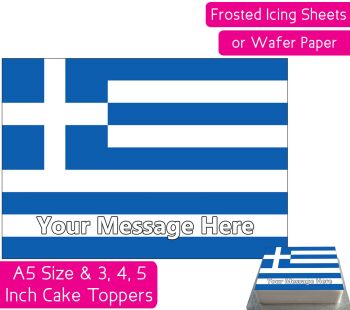 Greece Flag A5 Rectangular Personalised Cake Topper