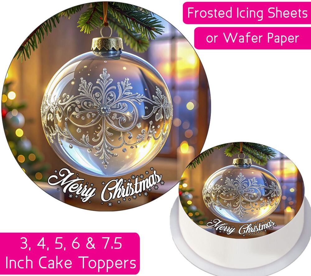 Christmas Glass Bauble Personalised Cake Topper