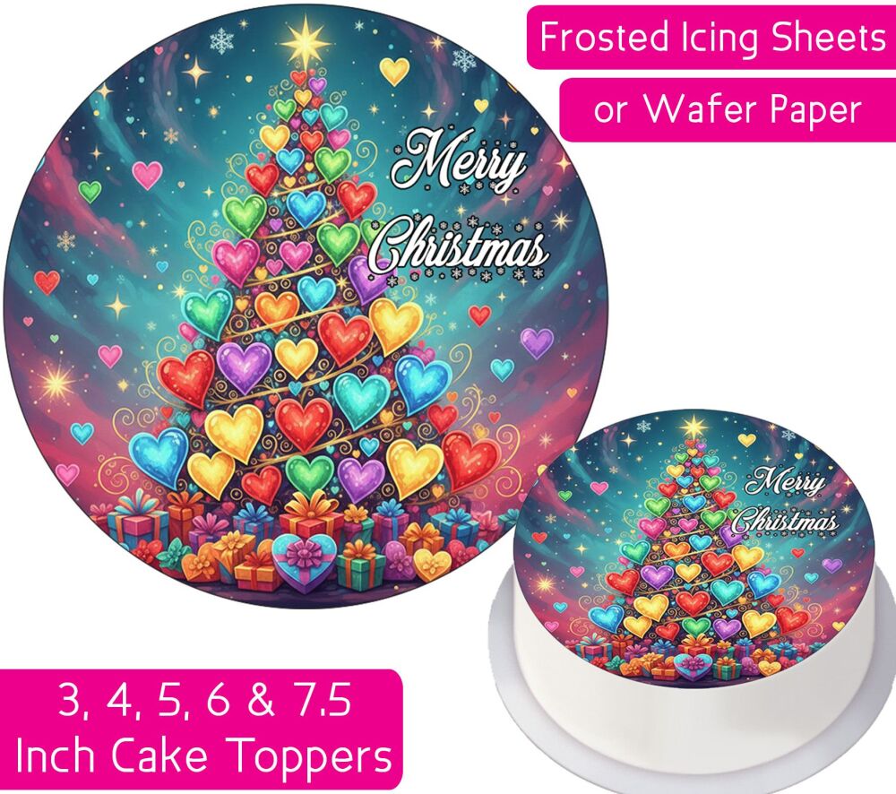 Christmas Heart Tree Personalised Cake Topper