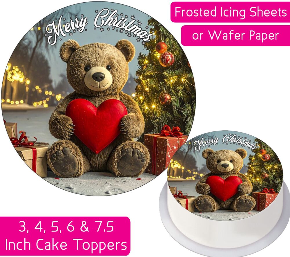 Christmas Teddy Bear Personalised Cake Topper