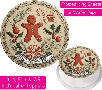 Christmas Vintage Gingerbread Personalised Cake Topper