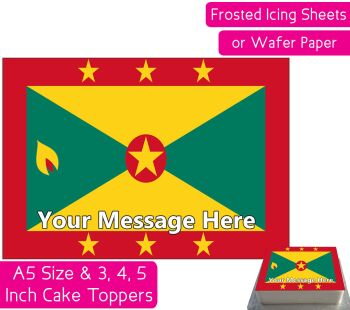 Grenada Flag A5 Rectangular Personalised Cake Topper