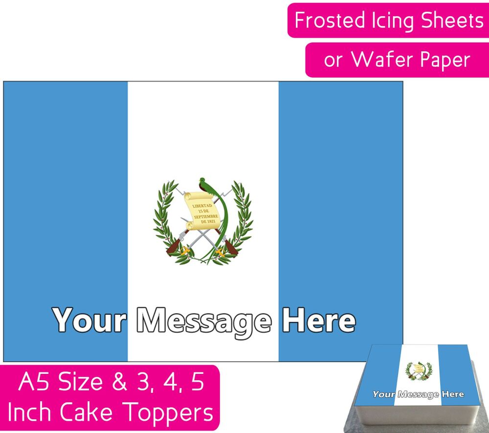 Guatemala Flag A5 Rectangular Personalised Cake Topper