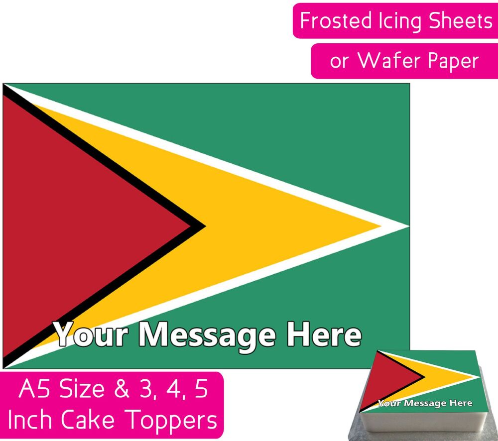 Guyana Flag A5 Rectangular Personalised Cake Topper