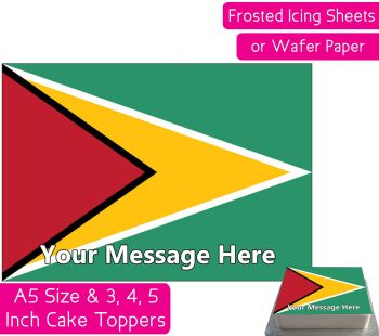 Guyana Flag A5 Rectangular Personalised Cake Topper