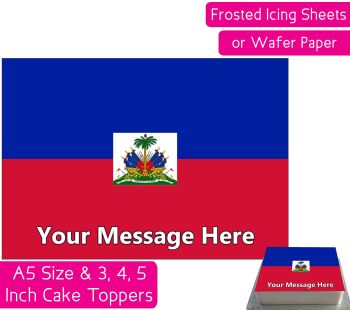 Haiti Flag A5 Rectangular Personalised Cake Topper
