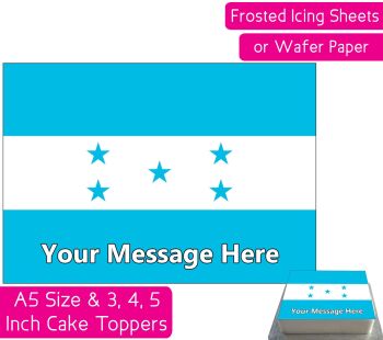 Honduras Flag A5 Rectangular Personalised Cake Topper