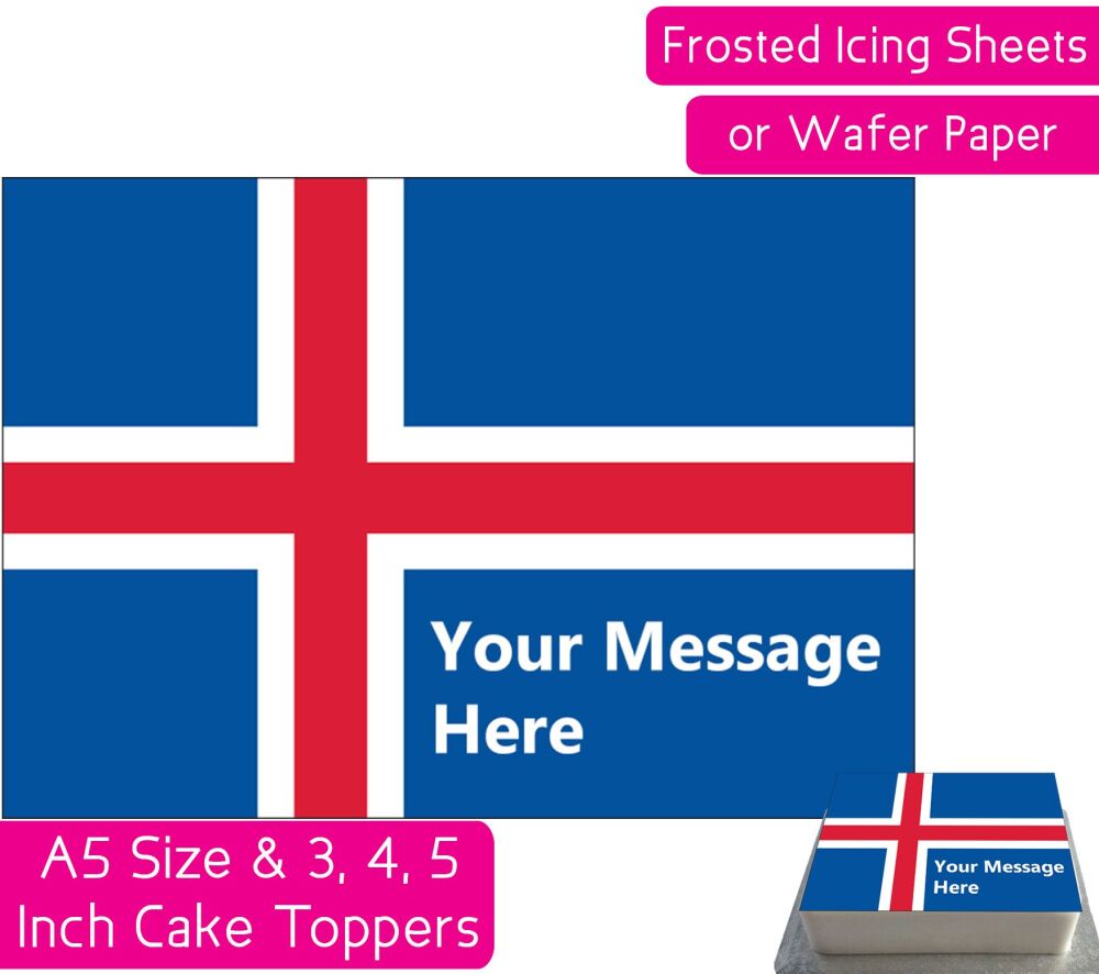 Iceland Flag A5 Rectangular Personalised Cake Topper
