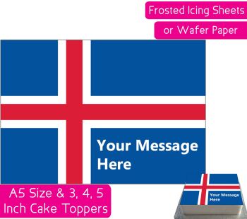 Iceland Flag A5 Rectangular Personalised Cake Topper