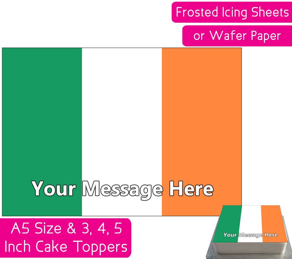 Ireland Flag A5 Rectangular Personalised Cake Topper