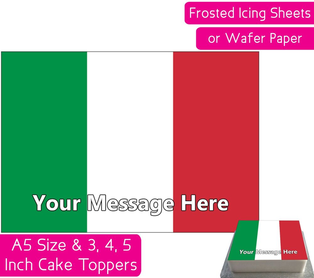 Italy Flag A5 Rectangular Personalised Cake Topper