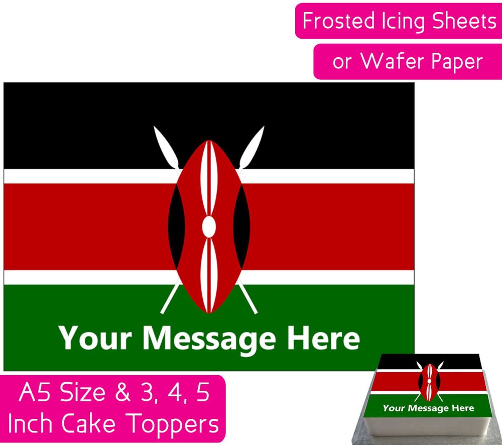 Kenya Flag A5 Rectangular Personalised Cake Topper