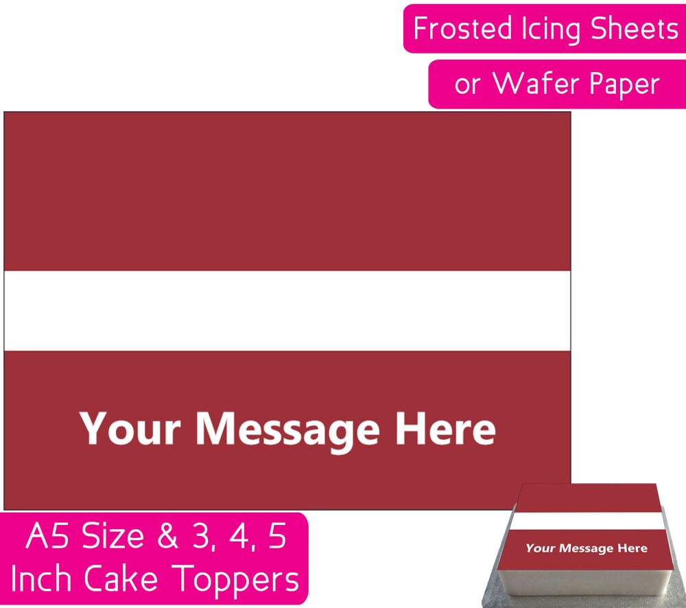Latvia Flag A5 Rectangular Personalised Cake Topper