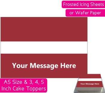 Latvia Flag A5 Rectangular Personalised Cake Topper