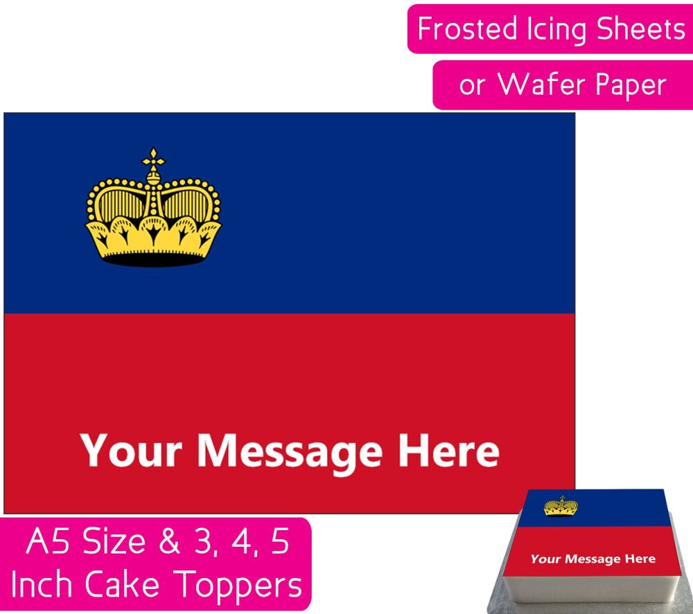 Liechtenstein Flag A5 Rectangular Personalised Cake Topper